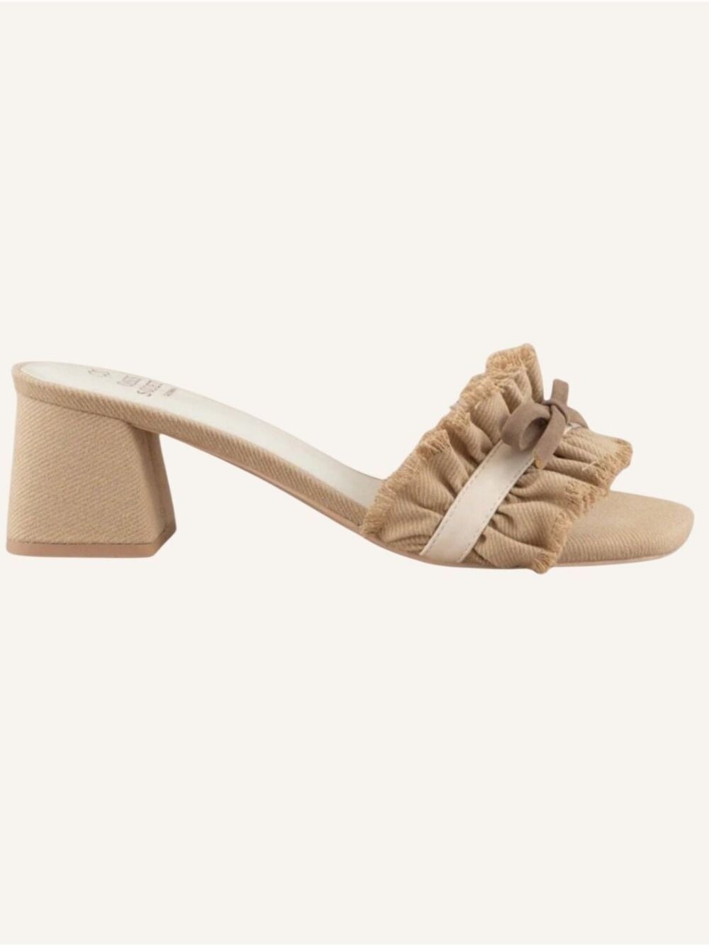 Oasis Society Julissa Khaki Ruffle Bow Heel Sandals Size 8 NWT
